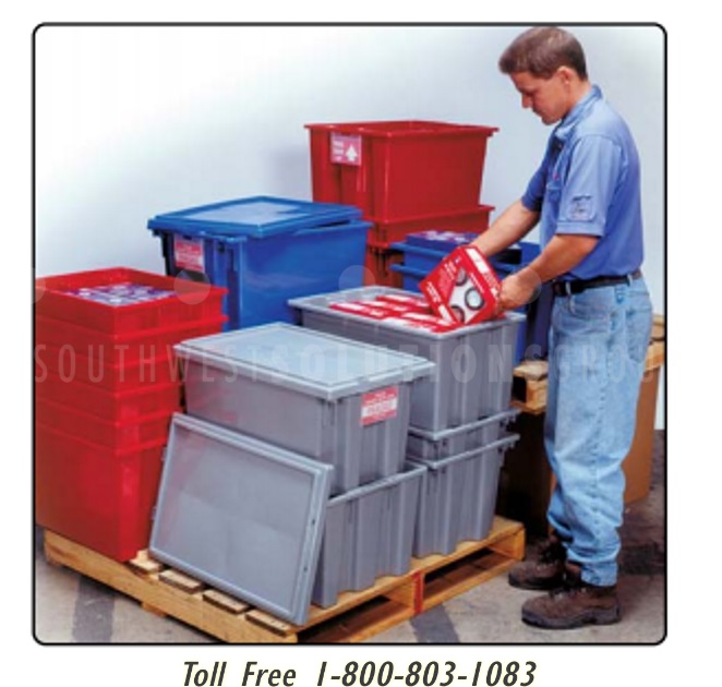 Stack & Nest Bins Tops Snap Tote Reusable Dunnage Platforms Storage