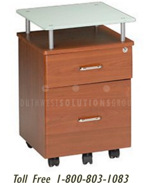Glass Top Drawer Mobile Pedestals Office File Book Supply Rolling