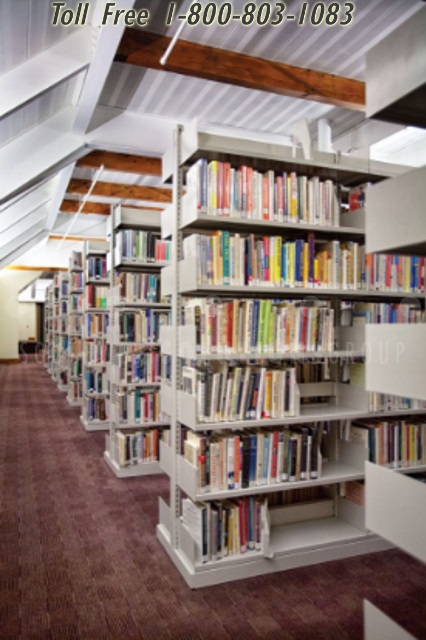 narrow library media shelving