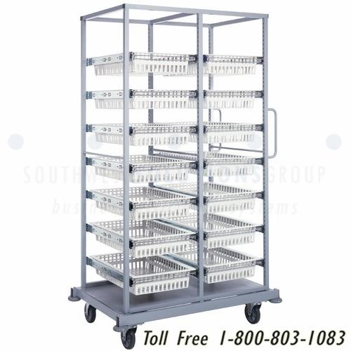 Mobile Plastic Tray Shelf Carts Bulk Electronic Parts Transport