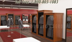 tuxedo jacket wall cabinet casegoods stands retail suit sample display storage