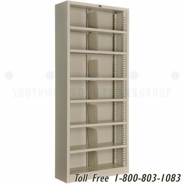 Steel Office File Storage Library Bookcases Sliding Adjustable
