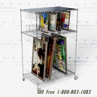 framed painting storage carts