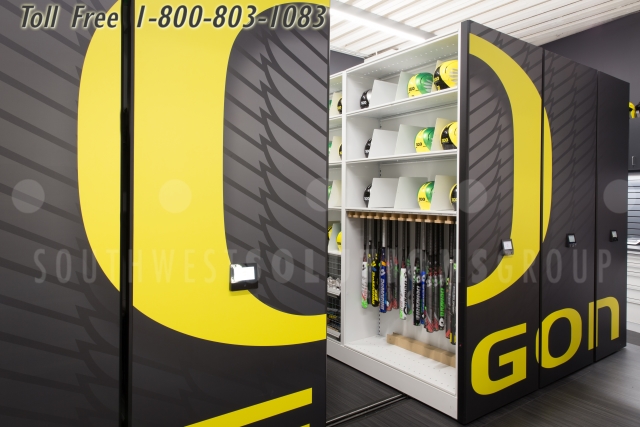 Athletic gear storage compact shelving