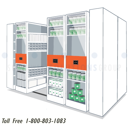 cannabis dispensary high density storage shelving