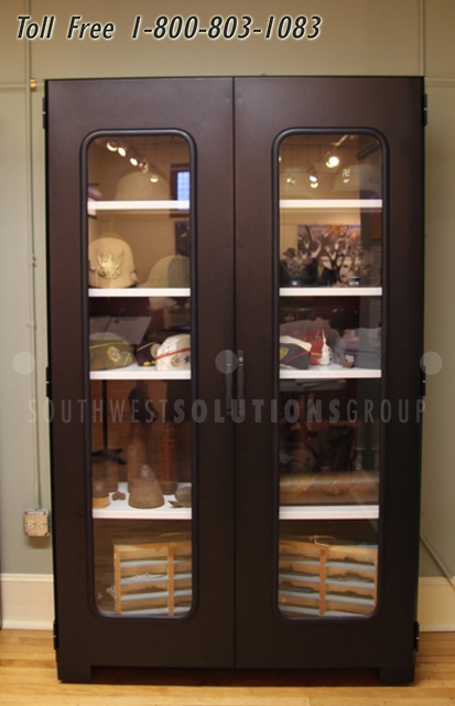 museum cabinets shelving trays