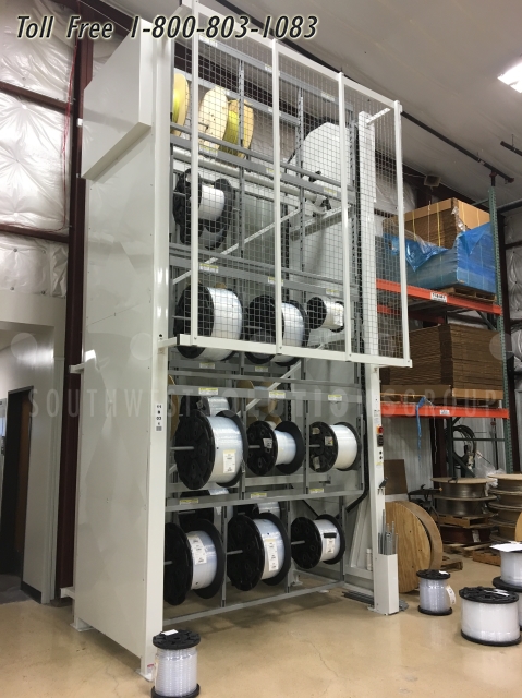 automated vertical rotating wire spool storage carousel
