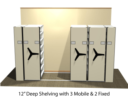 letter-size mobile shelving 3 units