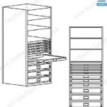 4 post shelving with trays museum storage