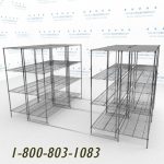 48x2436x24s40001 wire mobile shelving rails racks roll on tracks condense storage space