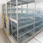 Activrac shelving on rails humidity controlled cooler space