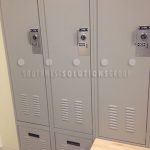 Ada police gear lockers with bench drawer