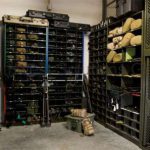 Armory military storage ammo cabinets racks on tracks gsa high density mobile storage shelving