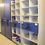 Athletic cubbies game day gear high density shelving