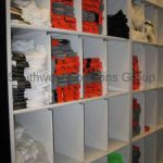 Athletic gear storage shelving
