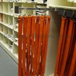 Athletic hanging belt storage shelving equipment racks