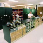 Athletic high density manual spacsaver shelving counters
