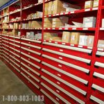 Auto car dealership parts storage shelving rolling drawers