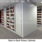Back to back rotary spinning file cabinets
