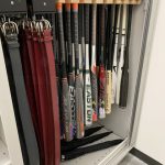 Baseball bat hanging storage racks