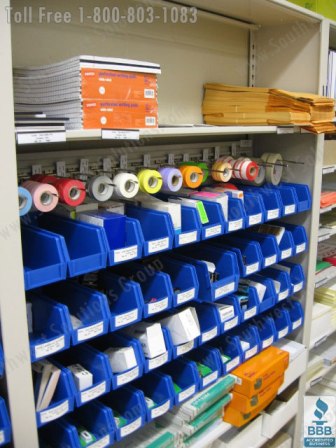 Pharmacy storage bin, Pharmacy storage rack