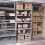 Biparting file box storage sliding shelving racks