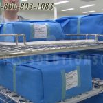 Blue wrap surgical tool pack storage cart racks