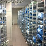 Blue wrap surgical tool pack storage racks