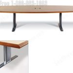 Boat shaped conference table wood metal legs power