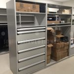 Box storage police supply cabinet shelves