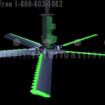 Bright green large fan reducing energy costs warehouse storage spaces