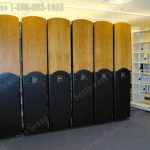Business school powered mobile shelving unit push button access entry
