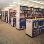 Cantilever public library counter high shelving school cabinets storage