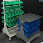 Case carts plastic bin storage on wheels adjustable frame works space saver
