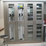 Catheter hospital supply storage tilt shelving