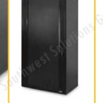 Closed position industrial rotary storage cabinet