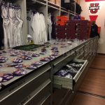 College basketball athletic equipment storage system