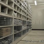 College football equipment storage shelves