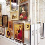 Compact museum hanging art shelving framed picture shelving