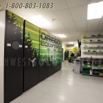 Compact shelving on rails athletic sport gear storage