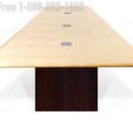 Conference room large rectangular wood table with power data