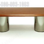 Conference table polished chrome cylinder wood top
