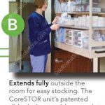 Corestor slide shelving supply storage room medical cabinet dallas austin oklahoma city houston little rock kansas tx ok ar ks tn