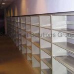 Custom office shelving adjustable height shelves