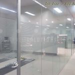 Demountable office frosted glass walls divide space