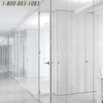 Demountable office glass walls integrated storage cabinets