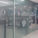 Demountable office glass walls partition divide space