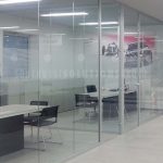 Demountable partition solid glass walls
