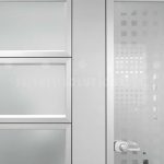 Demountable partition walls frosted glass door