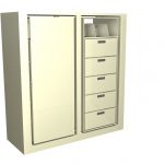 Double sided rotating storage cabinet revolves storage